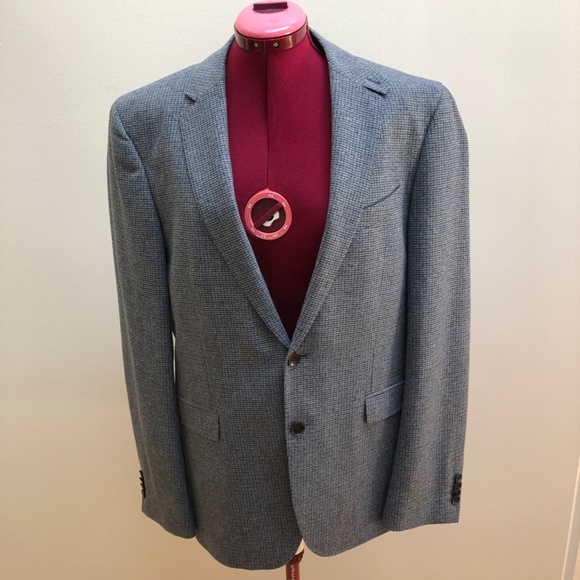 Men's 42R Hugo Boss Blue Tweed Two Button Wool Blazer - Picture 1 of 14